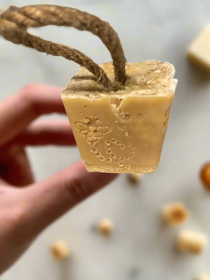 Oatmeal & Honey Luxury Soap on Rope/Hand made. Mini Travel FaceBar