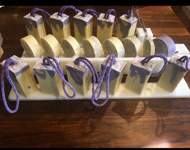 Lavender and Chamomile Magnesium Bar Soap on Rope " luxury Bar" Cold Pressed Soap